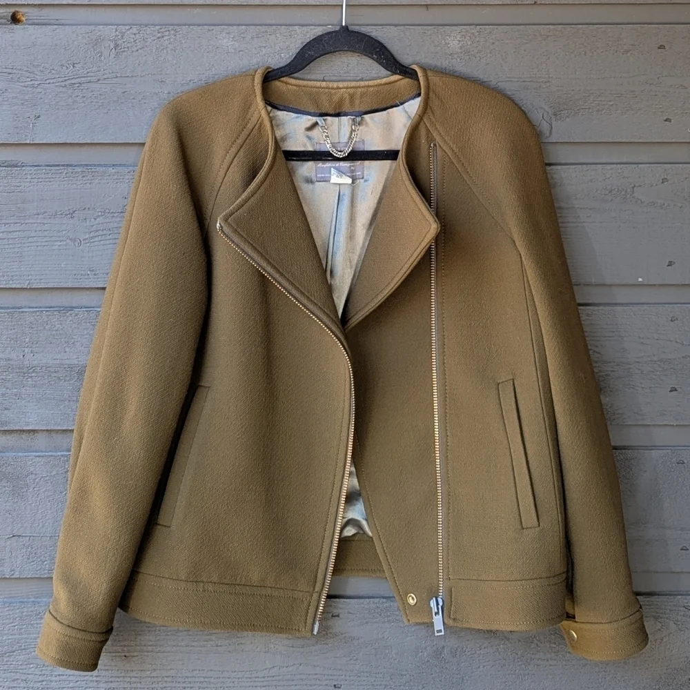 J. Crew Double Cloth Wool Jacket in Olive Brown Size 6